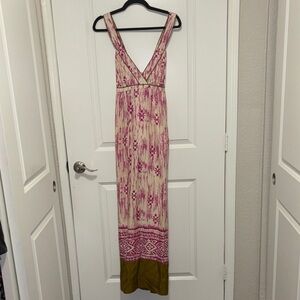 LOFT Floral Pink and Cream Maxi Dress